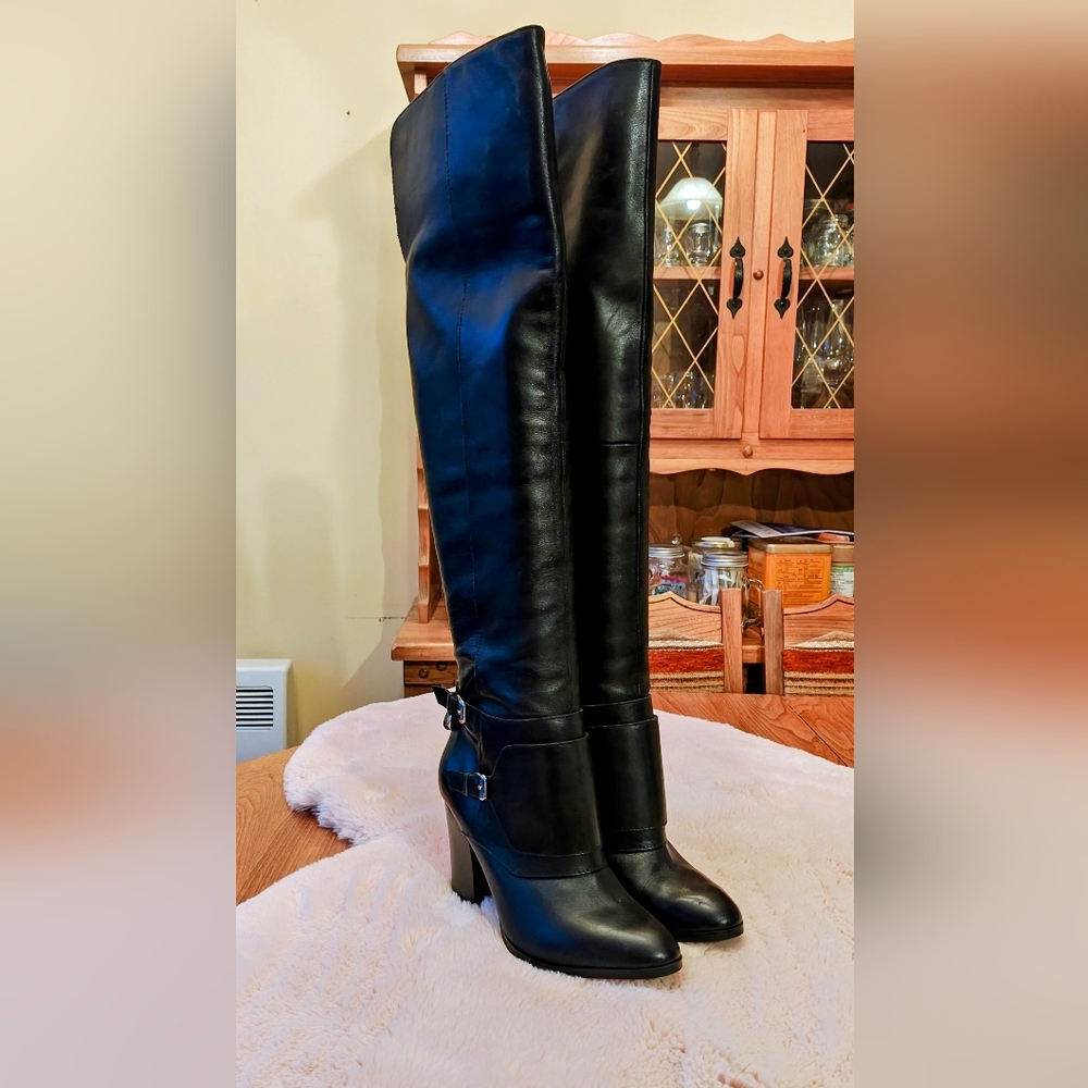 Aldo Black Over Knee-High Leather Boots
